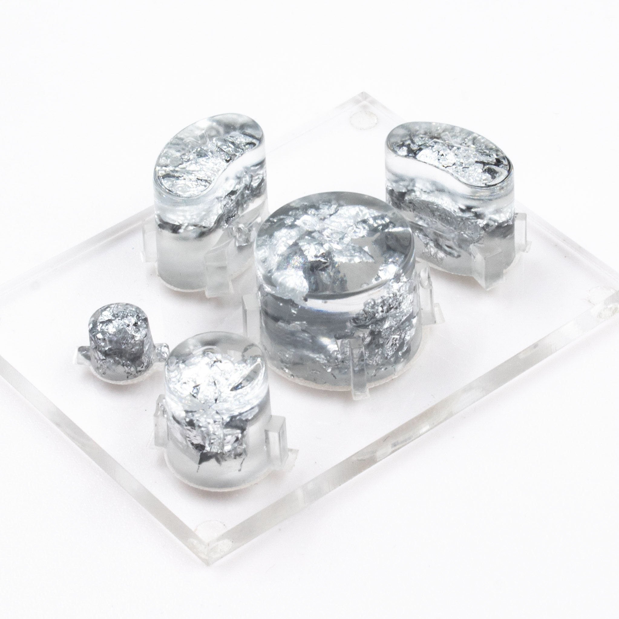 Custom GameCube Buttons - Battle Beaver Customs - Silver Flakes