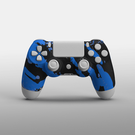 PS4 Soft Touch Hydrodip Faceplate - Battle Beaver Customs - Soft Touch Blue & Black Rip