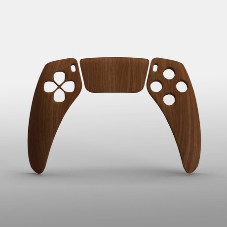 PS5 Soft Touch Hydrodip Faceplate - Battle Beaver Customs - Soft Touch Brushed Wood (1)