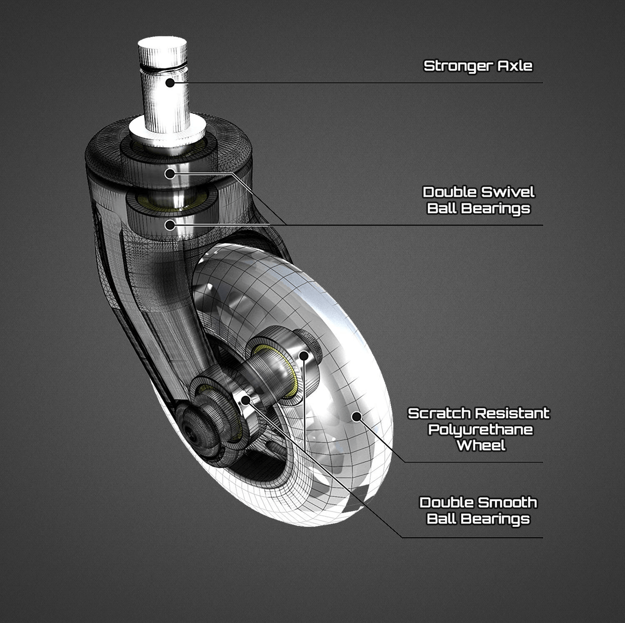 Beaver Blades - Gaming / Office Chair Wheels - Battle Beaver Customs - Black